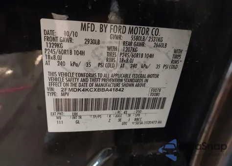 2011 Ford Edge Limited from USA, damaged, VIN 2FMDK4KCXBBA41842